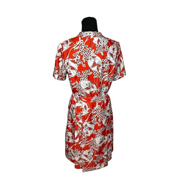Vintage 60’s Floral Orange White Dress Size Medium 8 10 - Picture 3 of 17